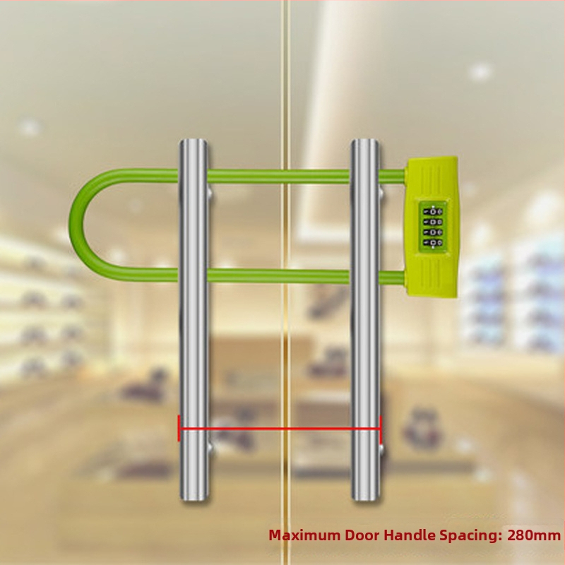 Üvegajtó zár, U-alakú, 4 számjegyű jelszóval, cinkötvözet, modell YF20708, magáncímke elérhető