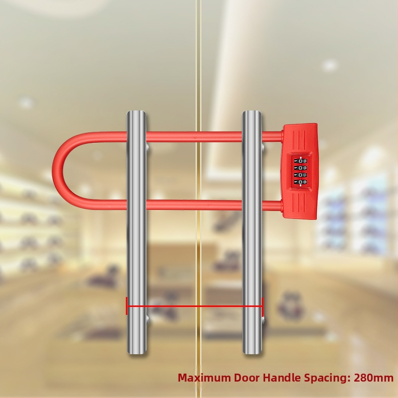 Üvegajtó zár, U-alakú, 4 számjegyű jelszóval, cinkötvözet, modell YF20708, magáncímke elérhető