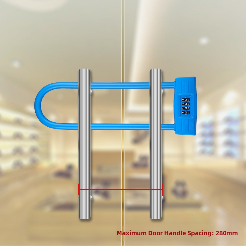 Üvegajtó zár, U-alakú, 4 számjegyű jelszóval, cinkötvözet, modell YF20708, magáncímke elérhető