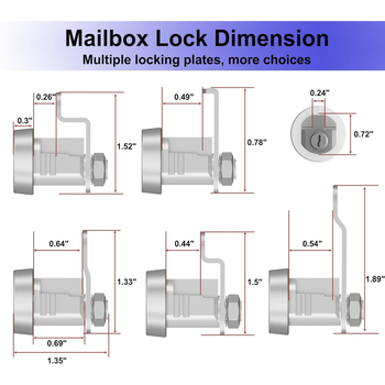 LIKAYO PD103-16 Szekrény/posta zárak készlet, 5 db, cinkötvözet, minden zárhoz saját kulcs