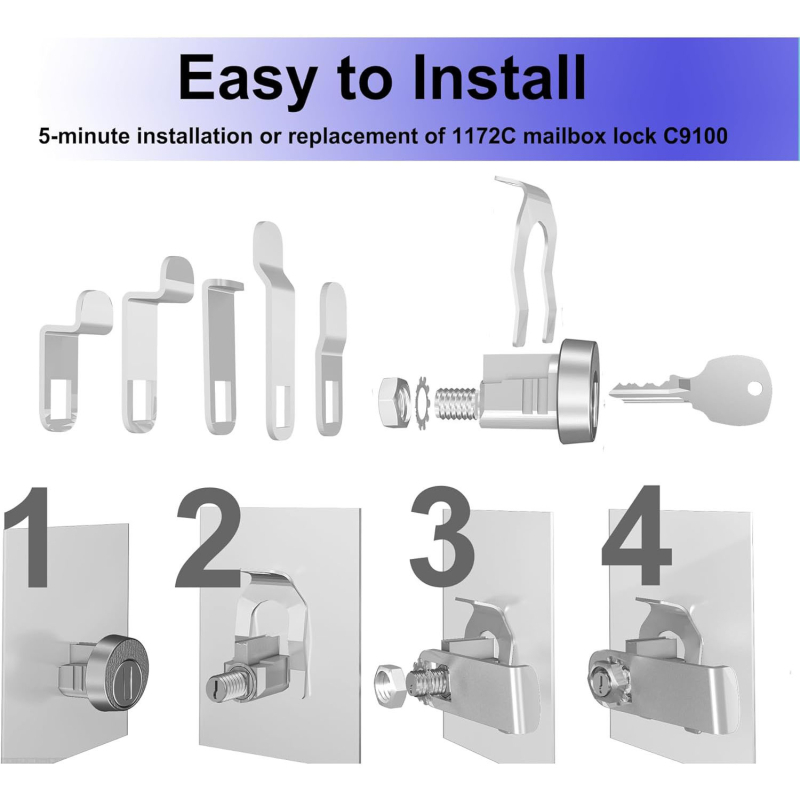 LIKAYO PD103-16 Szekrény/posta zárak készlet, 5 db, cinkötvözet, minden zárhoz saját kulcs