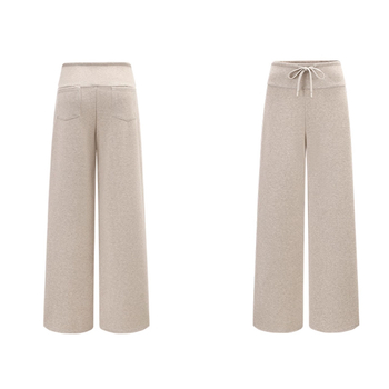 Téli egyenes szabású nadrág drapírozó hatással, típus Scimitar, dupla rétegű kötött tréning nadrág, magas derekú, poliészter anyag (50–70% poliészter) – japán-koreai laza stílus