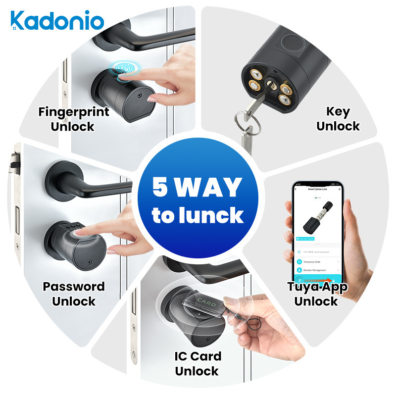 Έξυπνος κυλινδρος πόρτας 0704: πρόσβαση με δακτυλικό αποτύπωμα, κωδικό, εφαρμογή και κάρτα; 50 αποθηκευμένα δακτυλικά αποτυπώματα; >100000 ξεκλειδώσεις; σάρωση <1s; λειτουργεί από -20°C έως 55°C