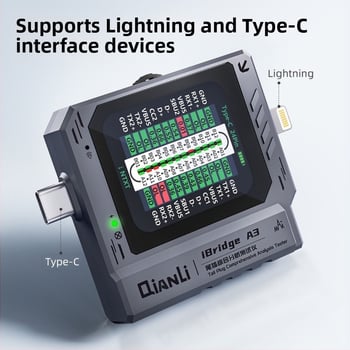 Potential iBridgeA3 USB-C Port Automatikus Detektor mobiltelefonokhoz | ABS tokozás | 1 készlet | Telekommunikációs karbantartás Apple/Huawei/Xiaomi