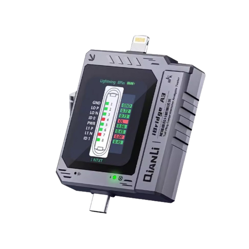 Potential iBridgeA3 USB-C Port Automatikus Detektor mobiltelefonokhoz | ABS tokozás | 1 készlet | Telekommunikációs karbantartás Apple/Huawei/Xiaomi