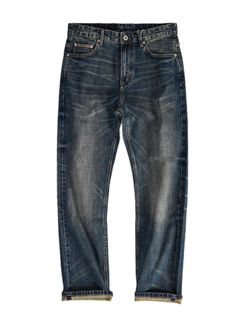 Traperice od selvedge denima 15 oz, vintage teška izrada, straight kroj, zatvarač, srednji struk