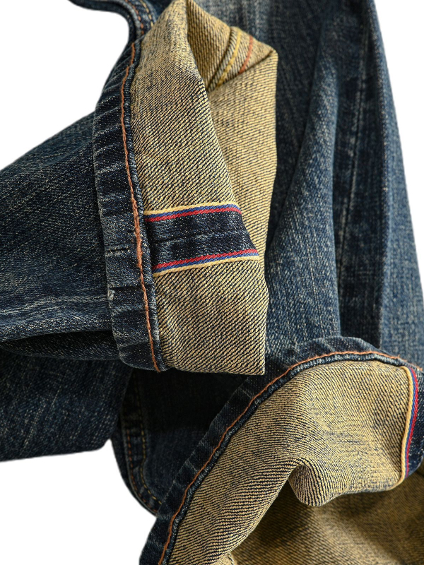 Traperice od selvedge denima 15 oz, vintage teška izrada, straight kroj, zatvarač, srednji struk