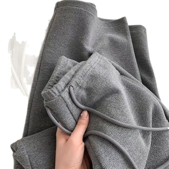 Široke pamučne hlače s visokim strukom, mikroelastičnost, panelno šivenje