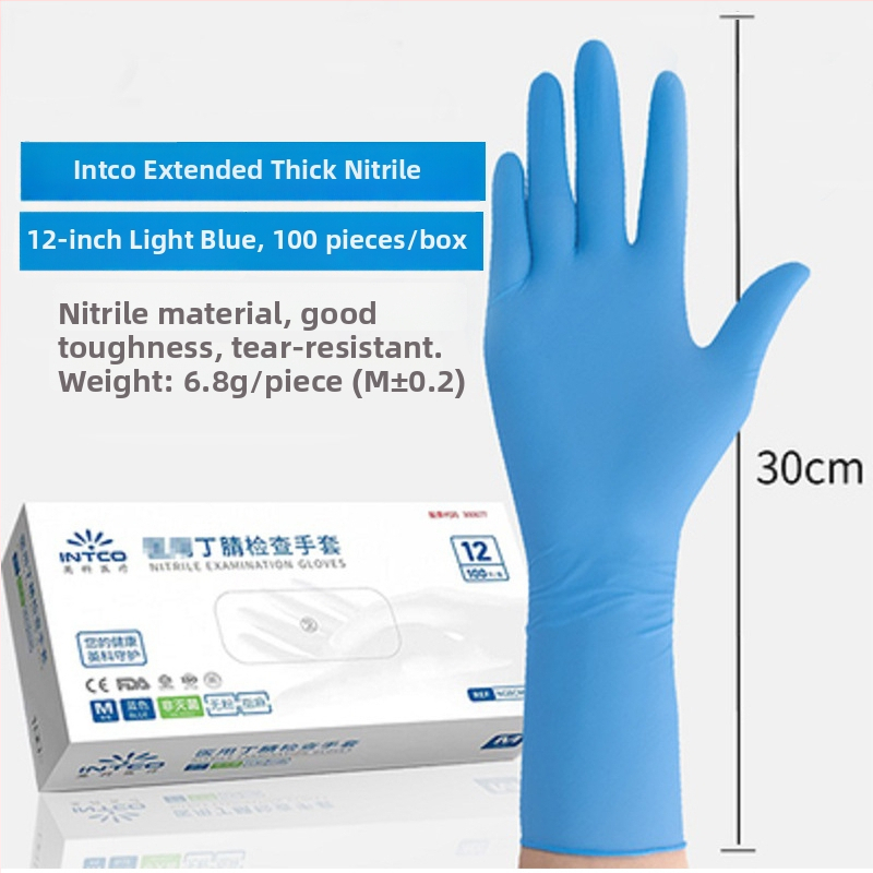 Jednokratne nitril rukavice, povećane debljine, produžene duljine, vodootporne, prehrambene kvalitete