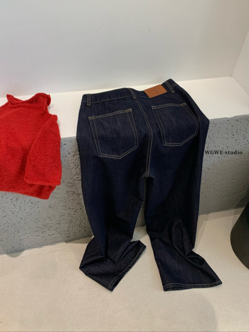 Traperice širokih nogavica, visokim strukom, denim, poliester manje od 30%