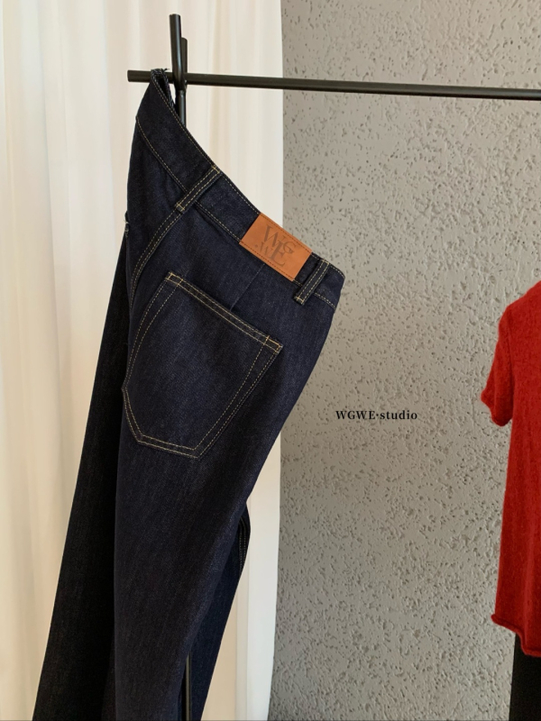 Traperice širokih nogavica, visokim strukom, denim, poliester manje od 30%