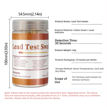 Kozmetikumok ólomtartalmának tesztelő tampon labor- és otthoni használatra (Ólom tesztelése a tárgyak felületein; Alkalmazás: kozmetikumok; Márka: Prosperity)