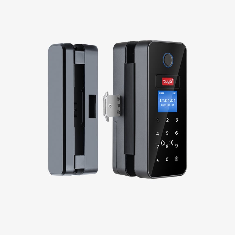 Bluetooth brava za staklena vrata s otiskom prsta, model B13, 64 pohranjenih otisaka, >200000 otključavanja, skeniranje <1 s, radna temperatura -30–60°C