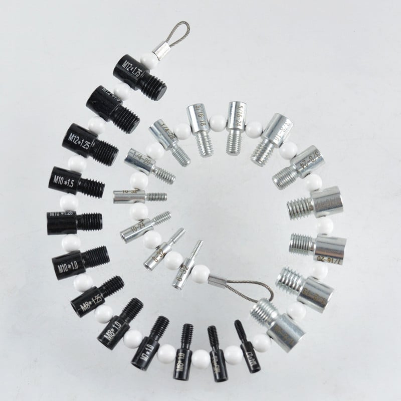 26 részes Go/No-Go menetellenőrző készlet gömbfejű csavarok és anyák meneteinek vizsgálatára – metrikus, imperiális és amerikai szabványok