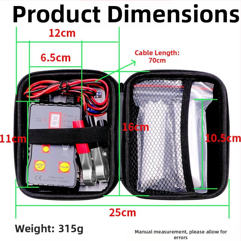 Automobilový tester palivového vstrekovača EM620 — ABS materiál, 162 g