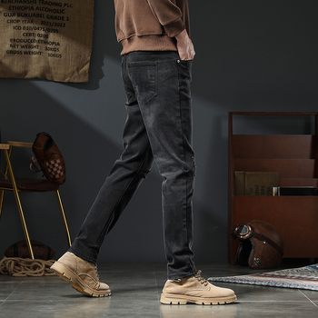 Traperice: Slim-fit denim s poderanim detaljima i stone-washom, pamuk, srednja struka, zatvarač, crno-siva