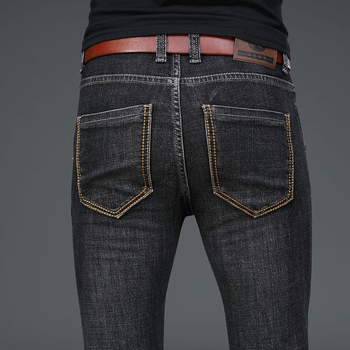 Muške traperice u korejskom stilu, ravne nogavice, srednji pojas, zatvarač, pamuk denim (65% pamuka)