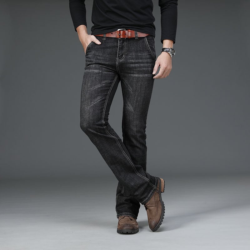 Muške traperice u korejskom stilu, ravne nogavice, srednji pojas, zatvarač, pamuk denim (65% pamuka)
