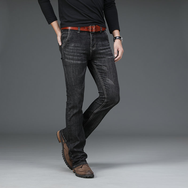 Muške traperice u korejskom stilu, ravne nogavice, srednji pojas, zatvarač, pamuk denim (65% pamuka)