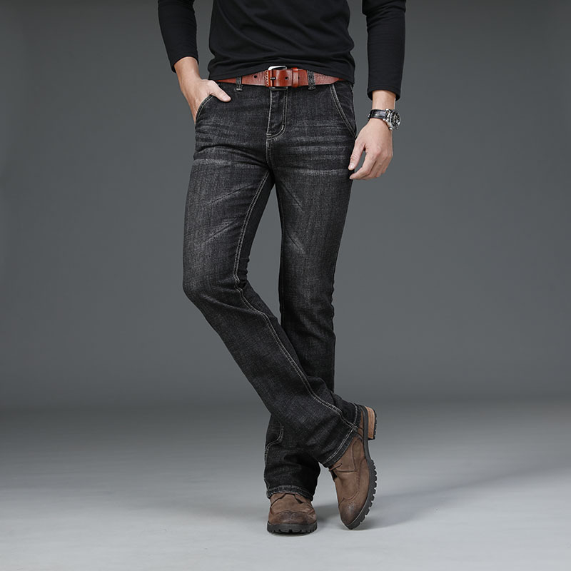 Muške traperice u korejskom stilu, ravne nogavice, srednji pojas, zatvarač, pamuk denim (65% pamuka)