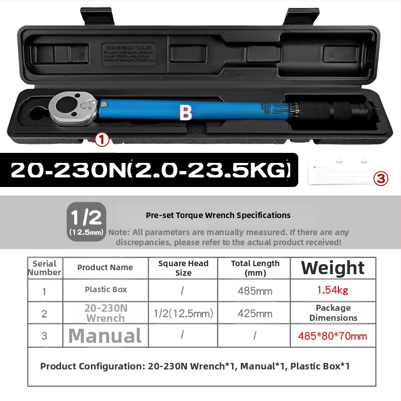 Musen Hall obrtni regulabilni moment ključ – legura, za ispitivanje momenta