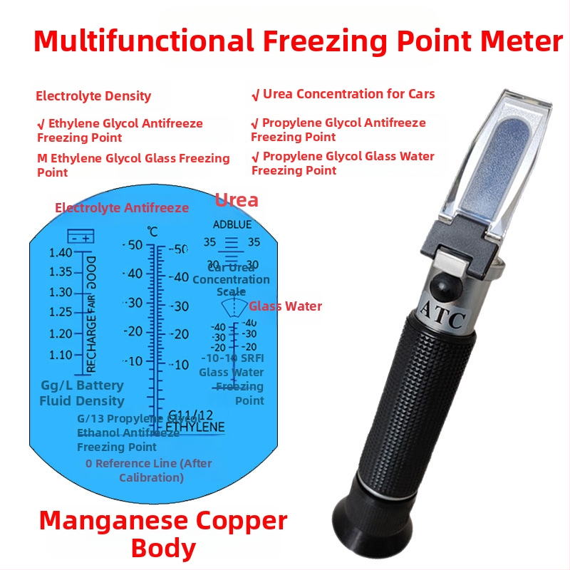 Etilénglikol-alapú antifriz és autómosófolyadék fagyáspont-mérő – refraktométer és hidrométer metanol és urea koncentrációhoz