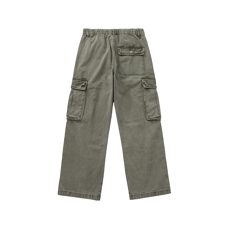 Cargo hlače s vezicom, 100% pamuk, niska struk, s remenom, zatvarač, ravni kroj