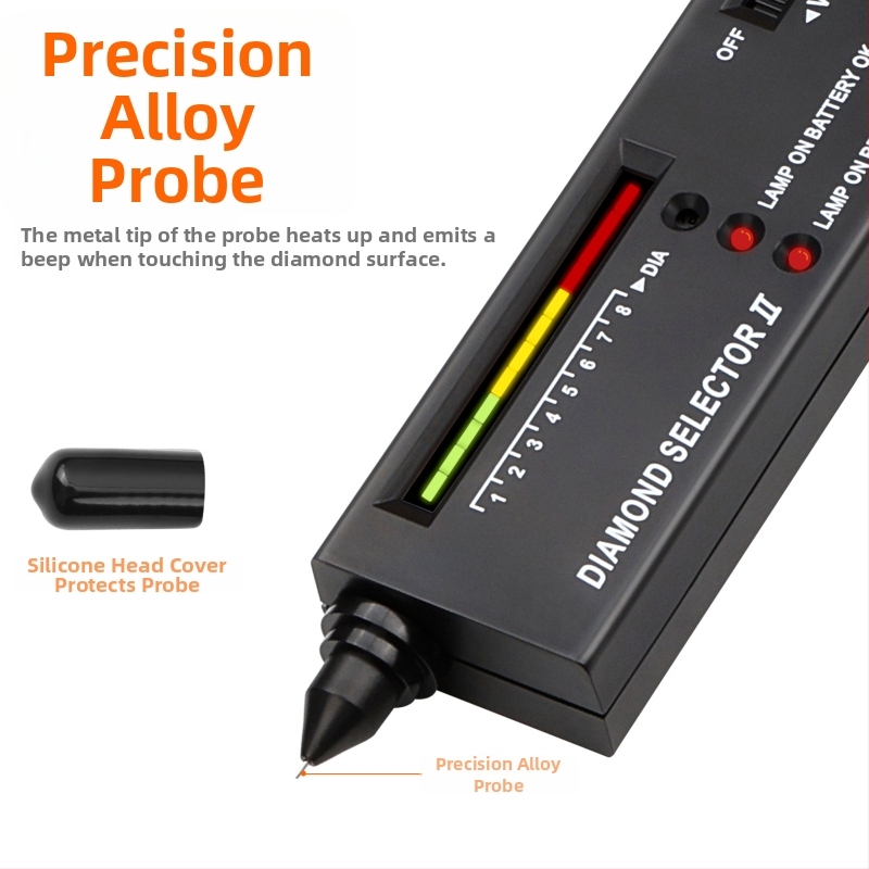 Pero na detekciu diamantov s testom tvrdosti nefritu a meračom tepelnej vodivosti pre identifikáciu šperkov