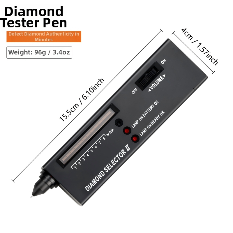 Pero na detekciu diamantov s testom tvrdosti nefritu a meračom tepelnej vodivosti pre identifikáciu šperkov