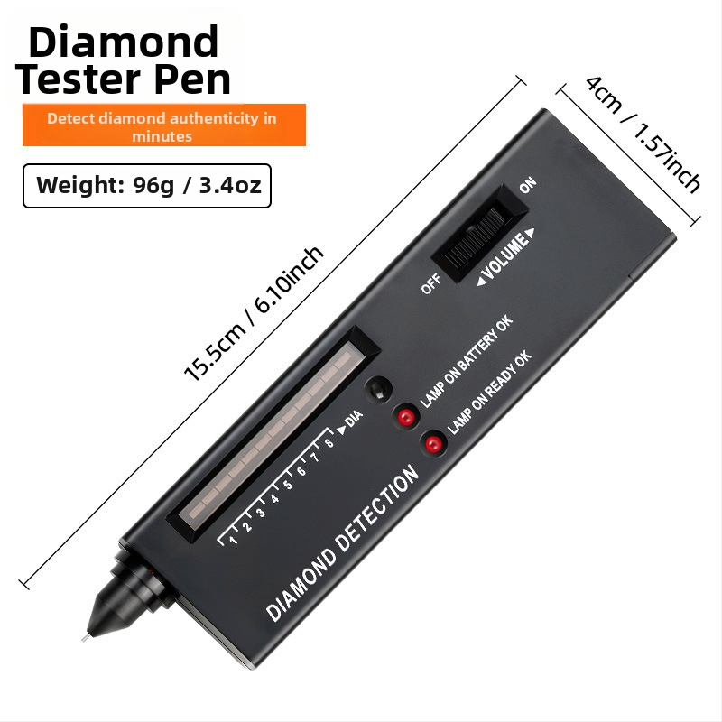 Pero na detekciu diamantov s testom tvrdosti nefritu a meračom tepelnej vodivosti pre identifikáciu šperkov