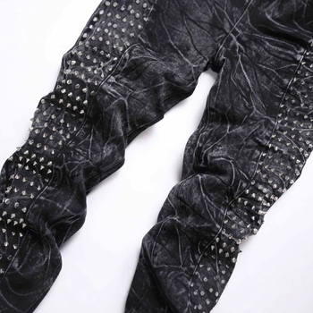 Ανδρικά τζιν — Vintage Punk, Street Style, Slim-Fit, Distressed Look (Μεσαία Μέση, Κουμπί Μπροστά, Βαμβάκι 60–70%, Μικροελαστικότητα)