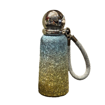 Titánium szigetelt termosz pohár, belső és külső titan, 6–12 órás hőmegőrzés, hordozó zsinórral, csavaros kupakkal