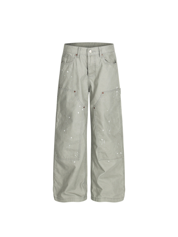 Radničke casual hlače, američki vintage stil, širok kroj, srednji pojas, zip zatvarač