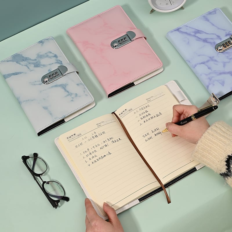 Bilježnica Boyao, PU korica s mramornim uzorkom, žično vezanje, papir 80 g/m², 100 stranica