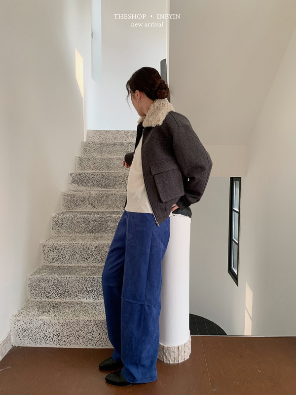 Ženske hlače u scimitar kroju, visoki pojas, dugačke do poda, casual stil, poliester (95%+), panel dizajn kolaže