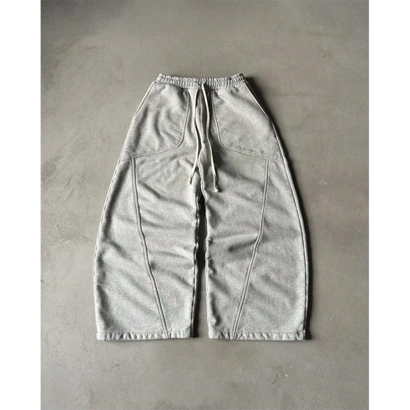 Kényelmes nadrág laza derekú és széles szárú, poliészter ≥95% anyag, 2025 tavasz megjelenés, japán–koreai laza stílus, mikro pattogó elasztikusság