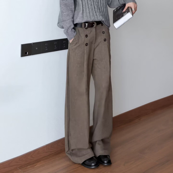Muške casual hlače ravnog kroja od pamuk–poliester smjese, kopčama, retro stil