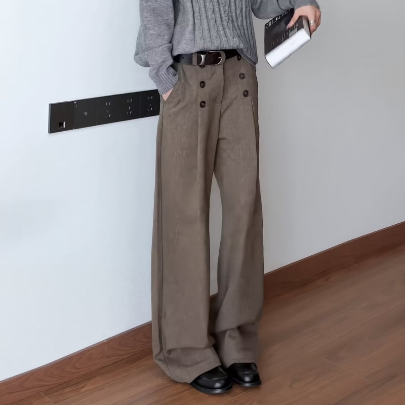 Muške casual hlače ravnog kroja od pamuk–poliester smjese, kopčama, retro stil