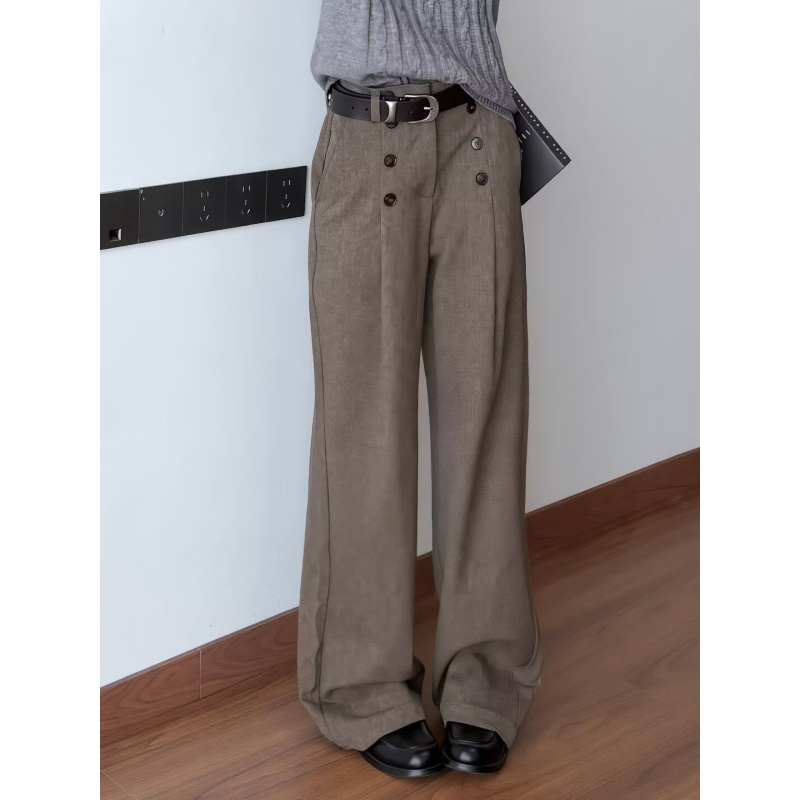 Muške casual hlače ravnog kroja od pamuk–poliester smjese, kopčama, retro stil