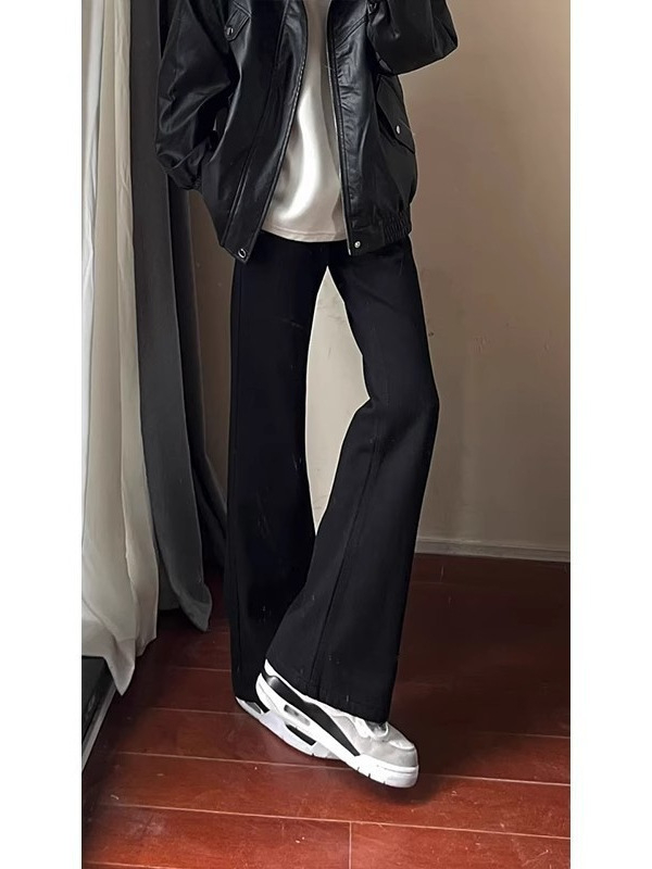 Traperice od denima sa srednjim podignutim strukom, slim-fit, mikroelastičnost, ravni kroj, zatvarač