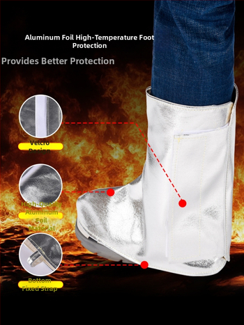 Κάλυμμα παπουτσιών συγκόλλησης με αλουμινόχαρτο, θερμομόνωση, πυροπροστασία έως 500°C, προστασία ποδιών