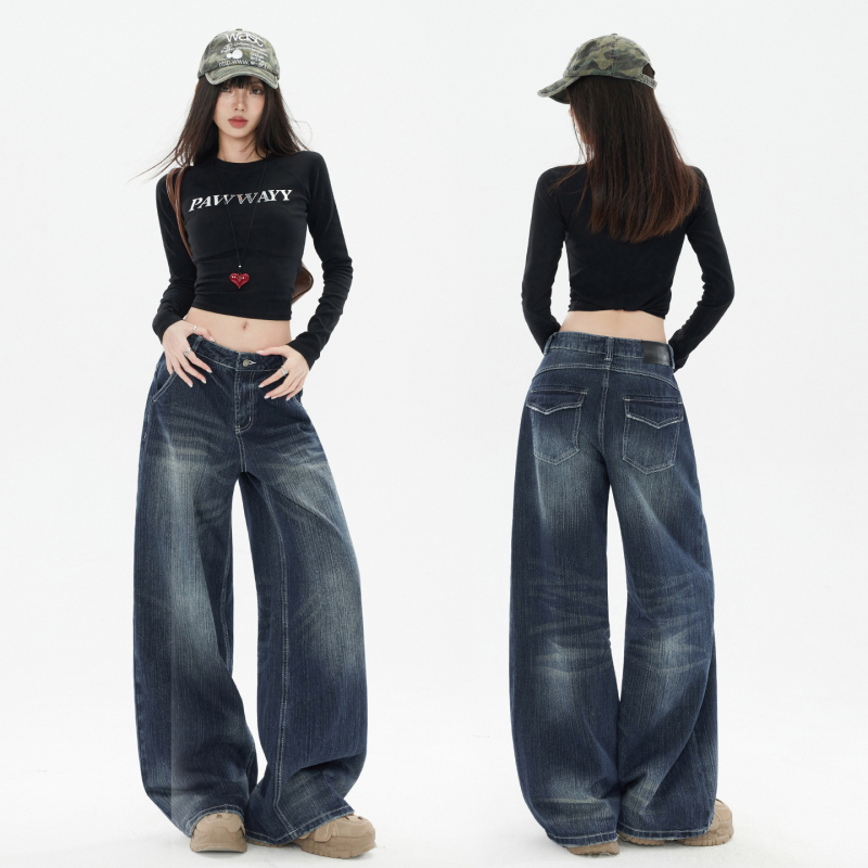 Traperice Yichun — denim, široke nogavice, super niski struk, jesen 2025
