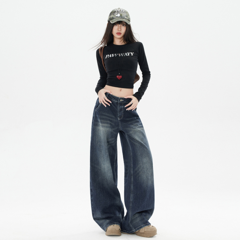 Traperice Yichun — denim, široke nogavice, super niski struk, jesen 2025