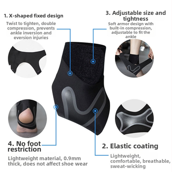 Stabilizator gležnja, prozračan, s ravnomjernim rasporedom sile za sportove (Glavni materijali: OK tkanina, potapajući materijal, Lycra; Zaštita gležnja; Sportovi: košarka, nogomet, badminton, fitness)