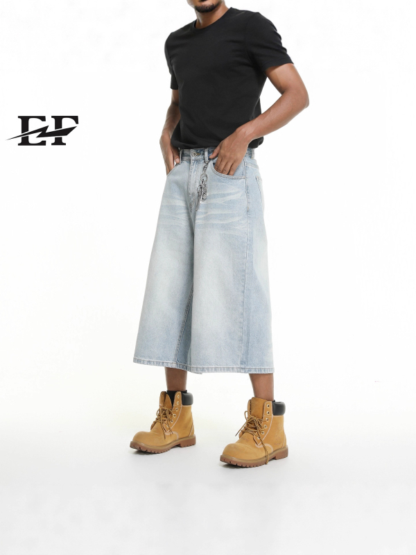 EF Jeans | Traperice u američkom vintage stilu, izblijedjele, širokih nogavica i ravnog kroja, cropped, unisex