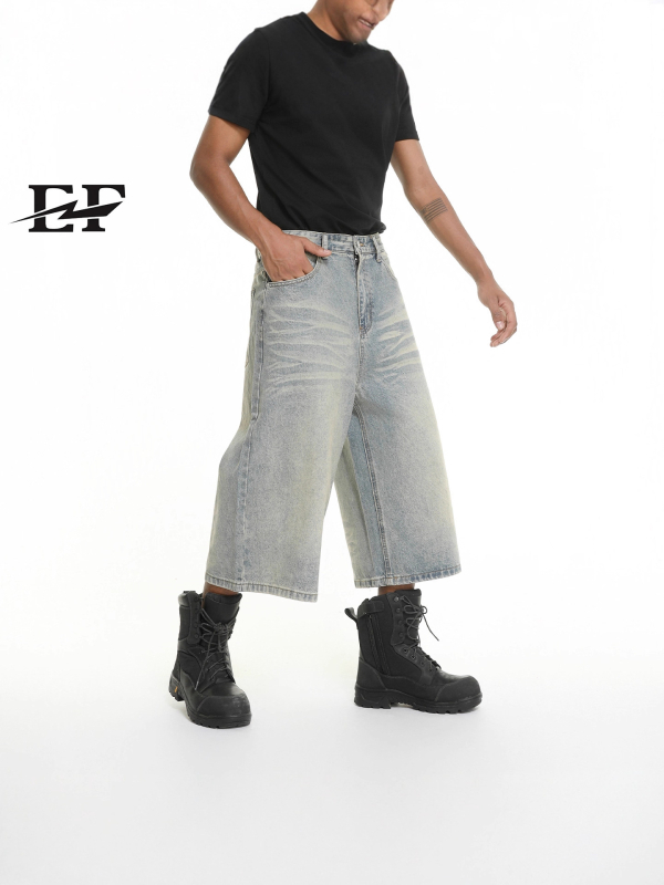 EF Jeans | Traperice u američkom vintage stilu, izblijedjele, širokih nogavica i ravnog kroja, cropped, unisex
