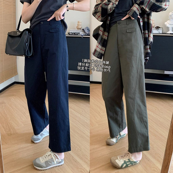 Ženske hlače casual stil s dekonstruiranom linijom i detaljima kolaža, visoki struk, straight kroj, pamuk-poliester tkanina, mikroelastičnost, proljeće 2025