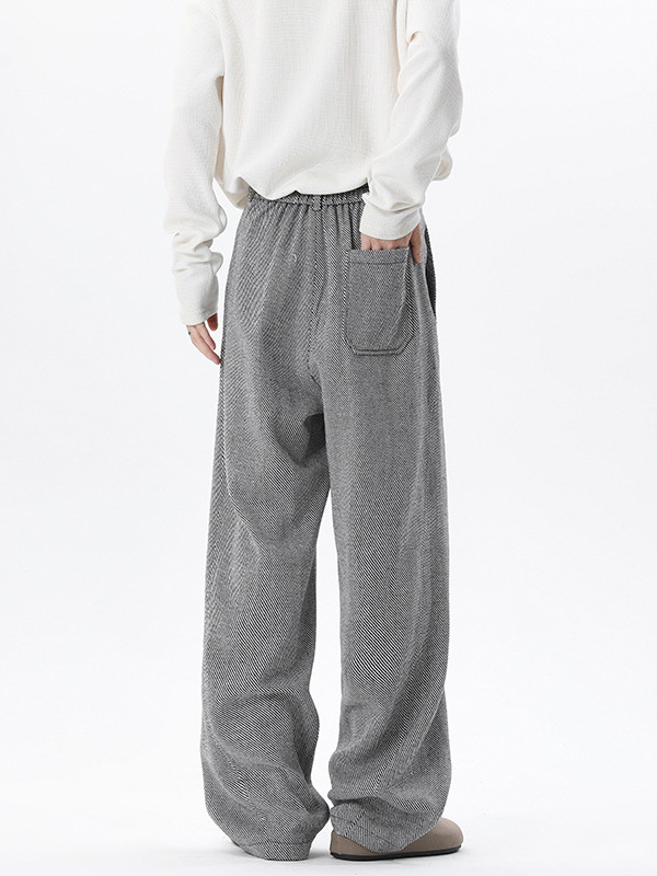 Unisex široke dugačke hlače od poliestera, srednji pojas, hongkonški stil