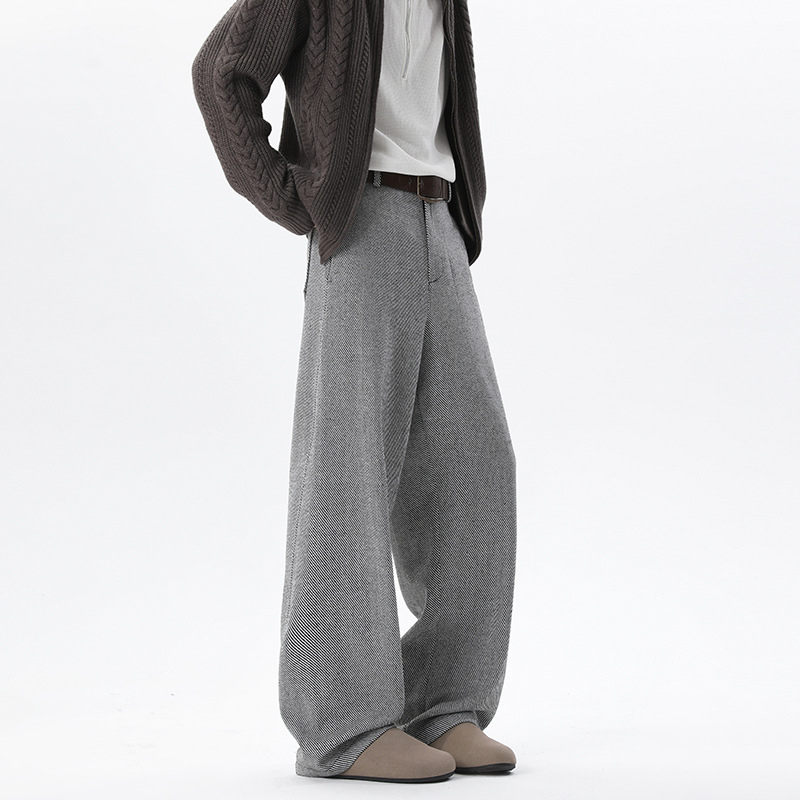 Unisex široke dugačke hlače od poliestera, srednji pojas, hongkonški stil