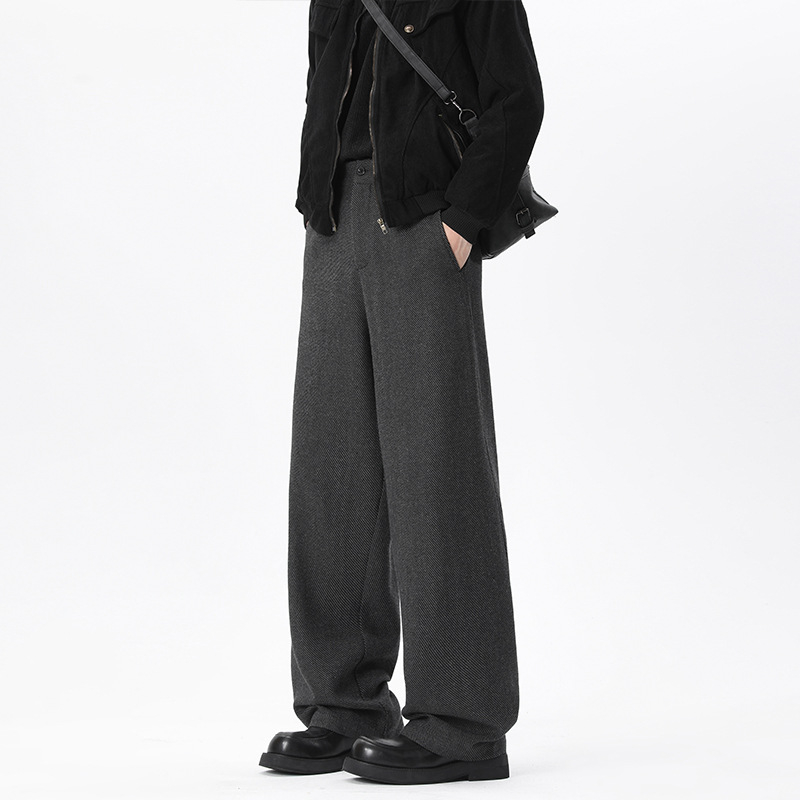 Unisex široke dugačke hlače od poliestera, srednji pojas, hongkonški stil